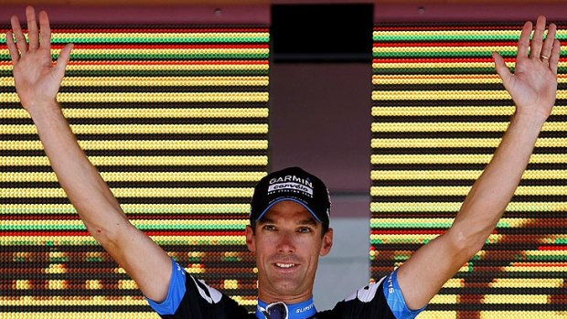 David Millar celebrates after winning the final stage of this year's Giro d'Italia.
