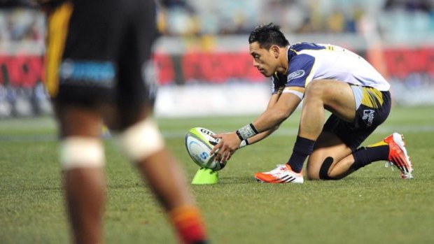 Kicking on: Brumbies and Wallabies star Christian Leali'ifano will be hoping to regain his goal kicking accuracy.