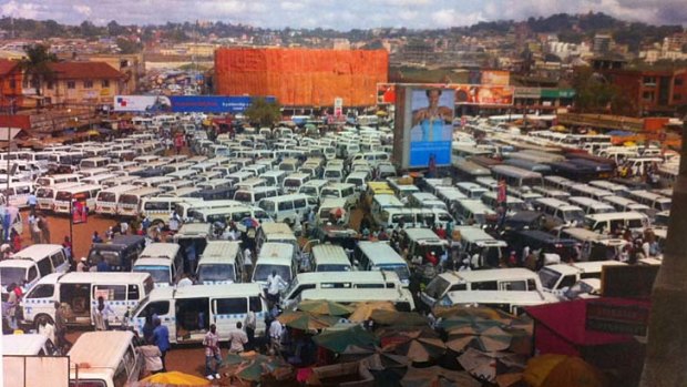 The taxi industry lobby has distributed this picture of a Kampala, Uganda taxi depot arguing Sydney will look like this if regulation is reduced for apps.