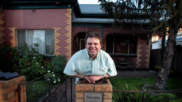 Julian Mountford at his Northcote home, which is slated for closure. His father says the move ignores the rights of his son and the three other residents.