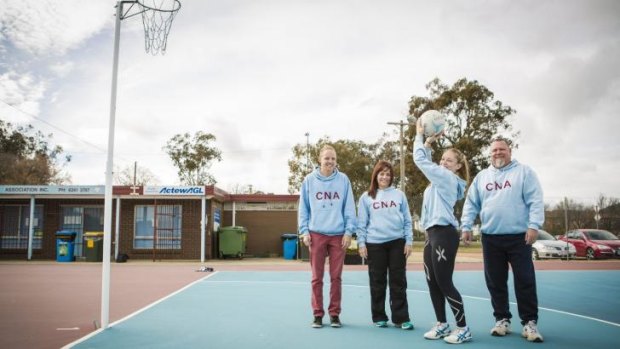 The Lester family, from left, of Thomas, Paula, Emily and Shane are all heavily involved in the Canberra netball Community.