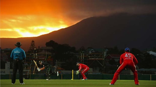 The spectacular backdrop during the Twenty20 clash in Hobart.