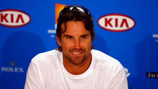 Pat Rafter talks to the media after announcing the squad for the upcoming Davis Cup Asia Oceania Zone 1 tie against China.
