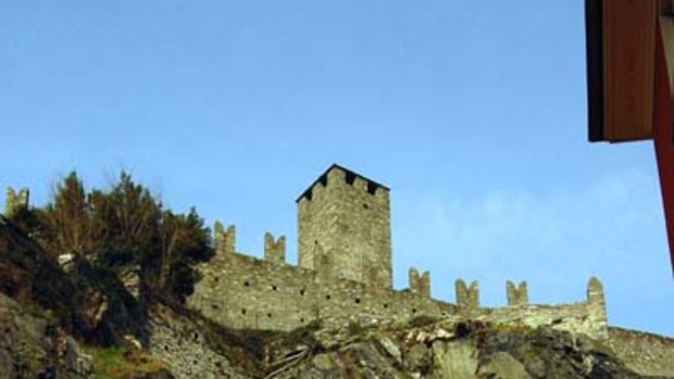 Riding high ... a castle towers over the town of Bellinzona.