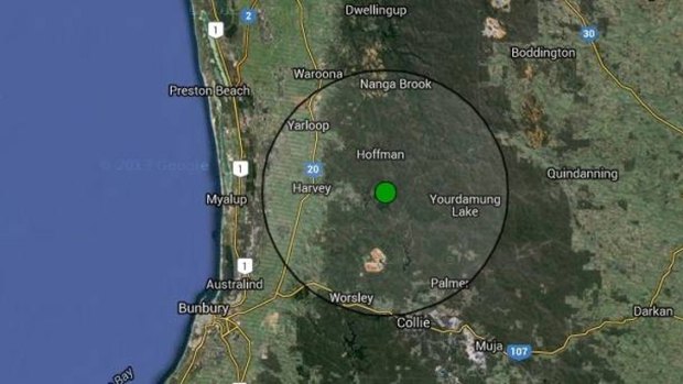 Geosciences Australia estimate that the quake south-east of Harvey could have been felt up to 28 kilometres away.