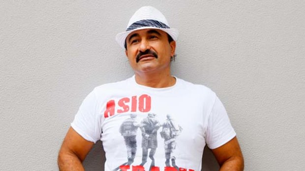 Mamdouh Habib in his "ASIO traded me" T-shirt.