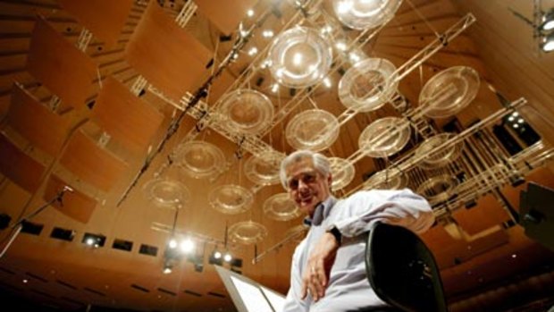 Into the void...the architect Larry Kirkegaard in the concert hall, where he is trying out some solutions to its notorious acoustics.