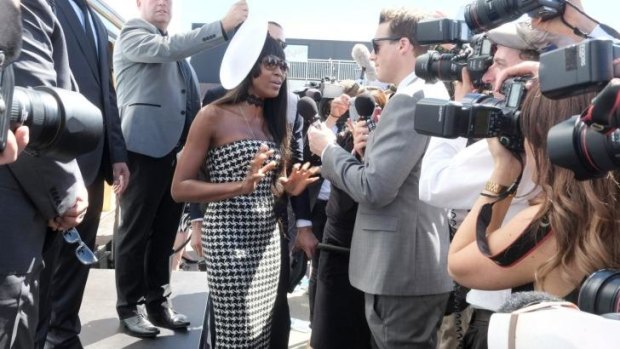 High maintenance: Naomi Campbell at the Lexus Marquee at the races in Flemington.