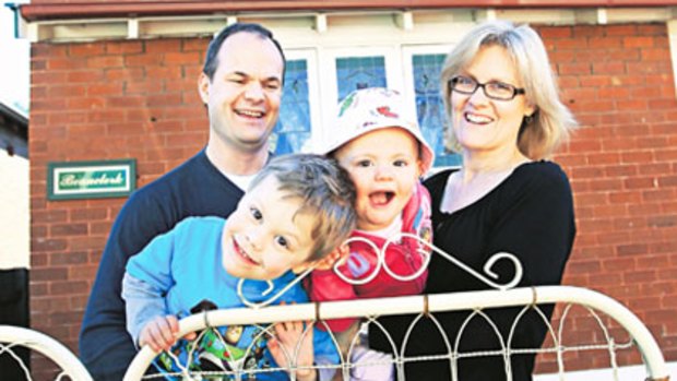 Sweet home... Allan Owens and Belinda Newman, with children Benjamin and Charlotte, at their new house in Lewisham.
