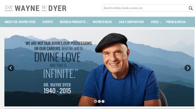 A screenshot from Dr Wayne Dyer's website.