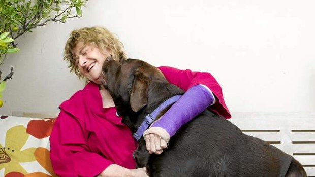 Gillian Leahy relaxes with her Labrador, Baxter.
