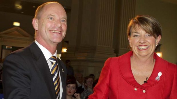 It's on ... Queensland Premier Anna Bligh and Opposition Leader Campbell Newman.
