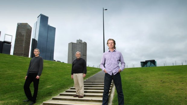 Birrarung Marr designers Ron Jones, Paul Thompason and Scott Adams on terraces intended to be planted as forests to offer a haven for city dwellers and office workers.