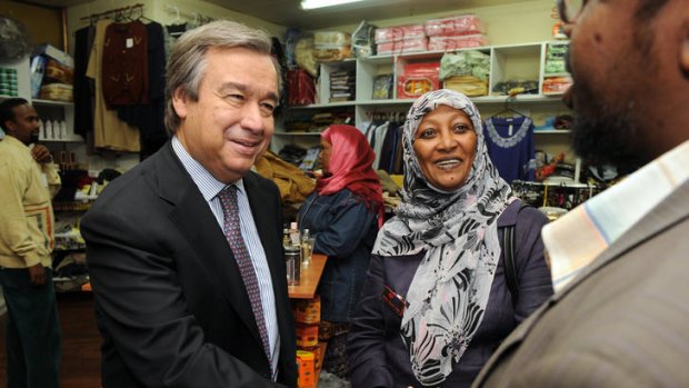UN High commissioner for refugees Antonio Guterres in Footscray, in 2009.