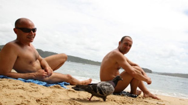 ‘‘The layers peel away and you feel more connected with the water and the environment’’ ... Ken and Steve at Lady Bay Beach yesterday.