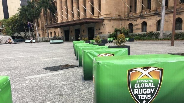 Bollards were installed in King George Square as part of anti-terror measures.
