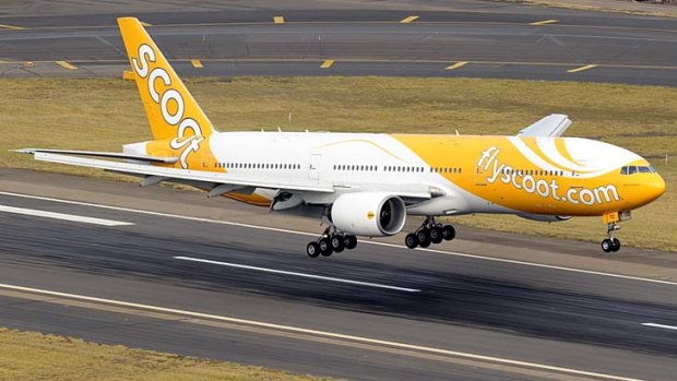 New in town ... take-off time for Scoot Airlines.