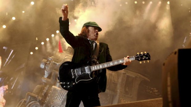 AC/DC guitarist Angus Young plays in Sydney on February 18 2010.