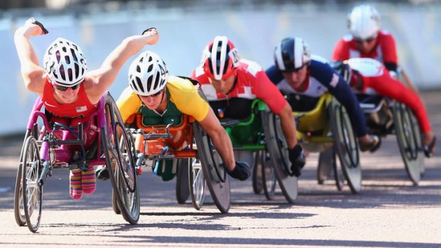 Tough work: The women's marathon at the Paralympics.