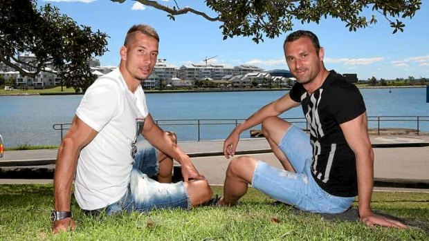 Reunited: Sydney FC's Serbian connection, striker Ranko Despotovic and old teammate, defender Nikola Petkovic at Breakfast Point.