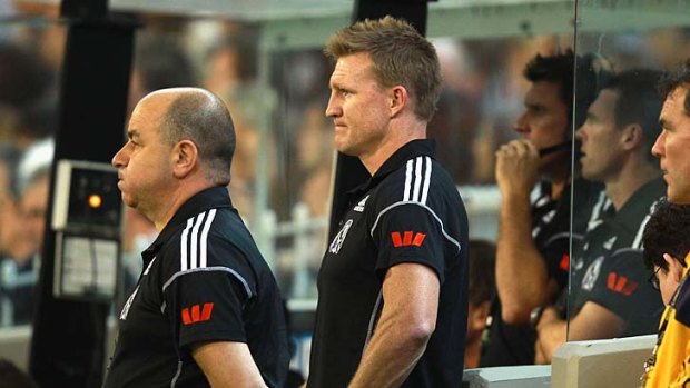 Tough start: Nathan Buckley hasn't dodged the fallout from Collingwood's disappointing loss to Carlton last Friday.