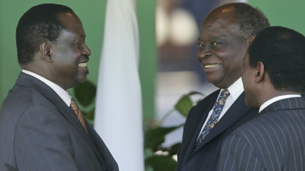 Men's business: Kenya's Prime Minister, President and Vice-President.