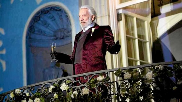 Master of his domain: Donald Sutherland as President Coriolanus Snow in <i>The Hunger Games: Catching Fire</i>.