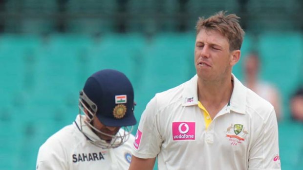Limping home: James Pattinson will miss the last two Tests against India.