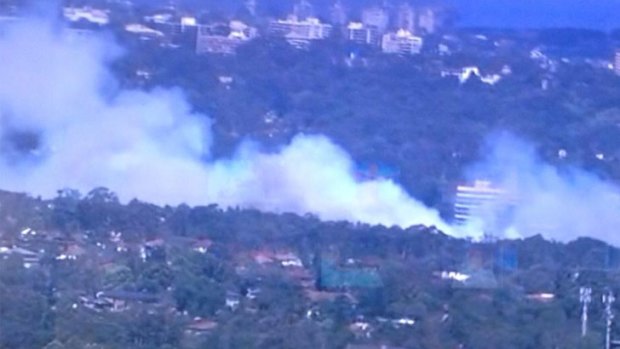 A fire in Lane Cove as spotted by the fire service's Air View chopper.