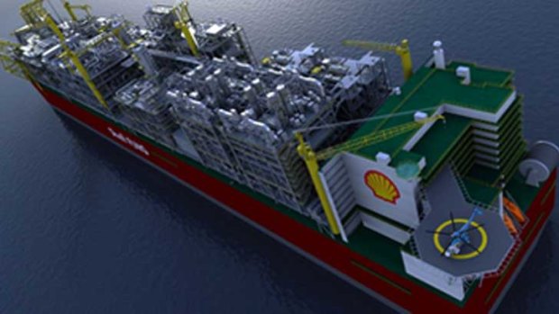 Shell's Prelude is vying to be the first floating LNG facility in the world (artist's impression).