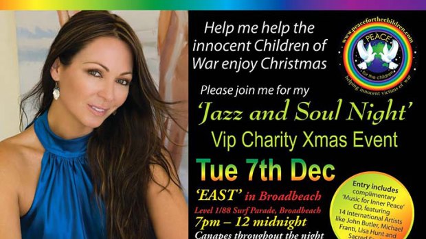 Good deeds ...  Tania Zaetta in a poster for a Peace For The Children charity concert.