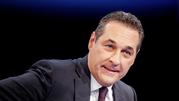 Heinz-Christian Strache, leader of the Freedom Party (FPOe), speaks ahead of a TV debate in Vienna on Monday.