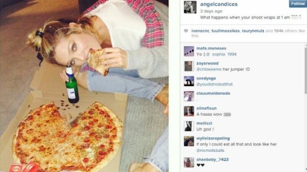 Candice Swanepoel: eats food!