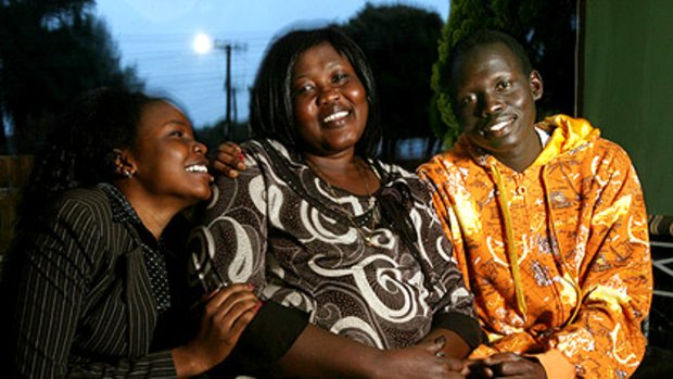 Tereaza Audo with her son Emmanuel Mayol, 26, whom she thought she had lost in Sudan, and her daughter Achol Mabior, 18.