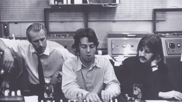 Where it all began: George Martin, Paul McCartney and Ringo Starr at a recording session.