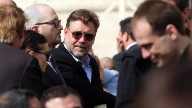 A blessing for the Rabbitohs: Actor Russell Crowe attends Pope Francis' weekly audience in St Peter's Square in Vatican City.