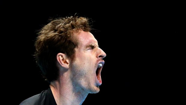 Frustrated: A dejected Andy Murray reacts during his match against Stan Wawrinka.