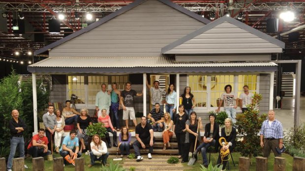 A handy bunch: the contestants for Ten's latest reality show <i>The Renovators</i> gather on the country's largest set.