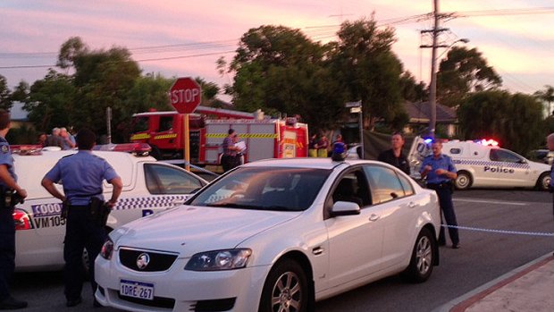 Police and fire crews at the scene in Bicton on Tuesday evening.