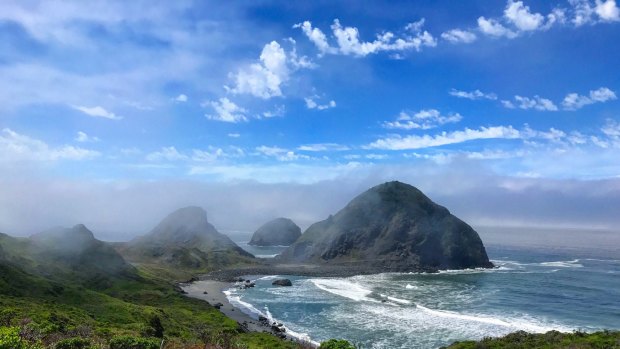 Is the second stop along this route, with stunning views both north and south over capes which peek over low-hanging cloud.