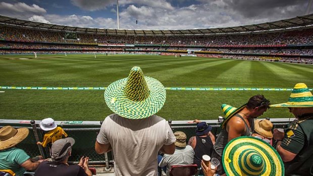 Test cricket at the Gabba in Brisbane.