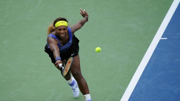 Serena Williams in action against Flavia Pennetta in the Cincinnati Masters.