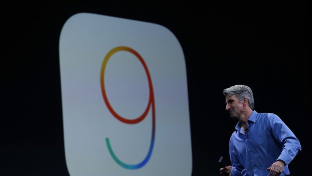 Craig Federighi, Apple senior vice president of software engineering, speaks about iOS 9 during Apple's Worldwide Developer Conference in June.