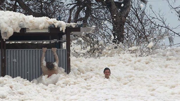Foam whipped up on the beach could be toxic.