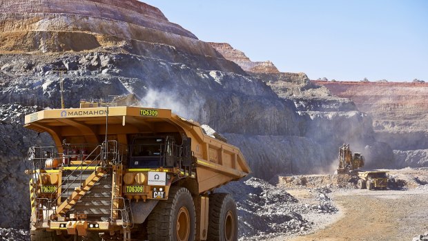 A mining truck at AngloGold Ashanti and Independence Group's Tropicana gold project in Western Australia.