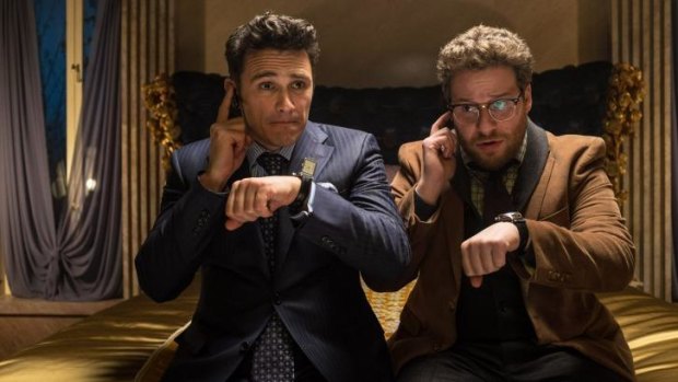 James Franco, left, as Dave and Seth Rogen as Aaron in <i>The Interview</i>.