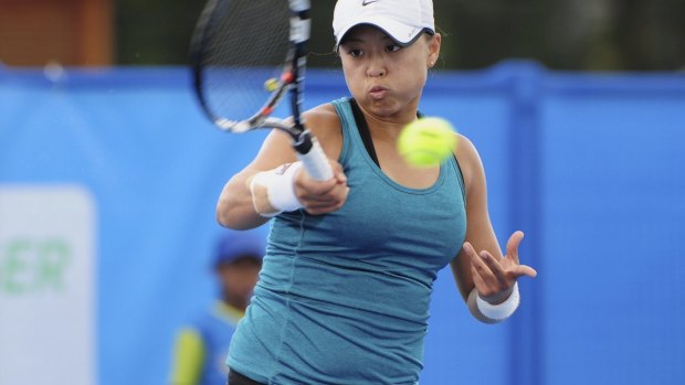 Alison Bai, pictured at last month's Canberra International, has been knocked out of the Australian Open wildcard playoffs. 