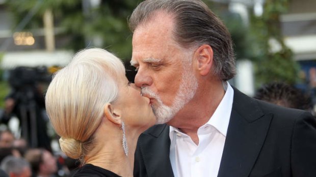 "Not remotely romantic" ... Helen Mirren kisses her husband Taylor Hackford.