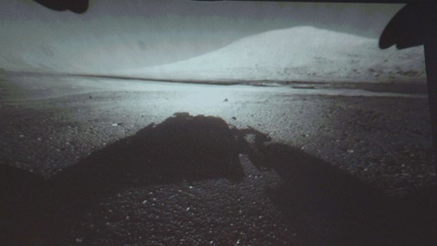 What a view ... An image taken by NASA's Curiosity rover showing Mars' Mount Sharp in the distance.