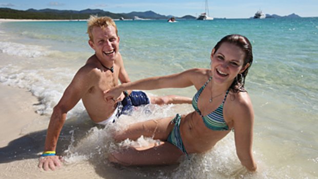 Best job comes to an end ... Ben Southall with girlfriend Breanna Watkins on Hamilton Island.